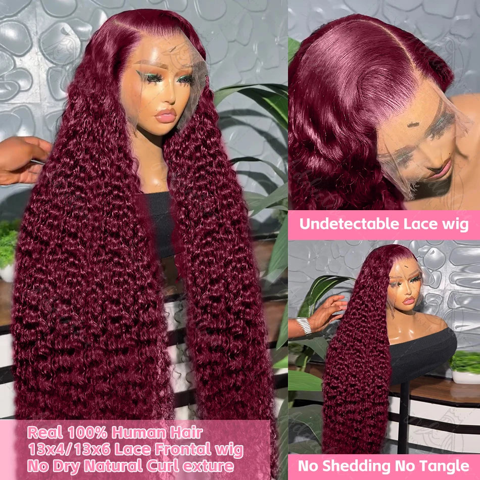 250 Density Burgundy 13x4 HD Lace Front Human Hair Wig 30-40