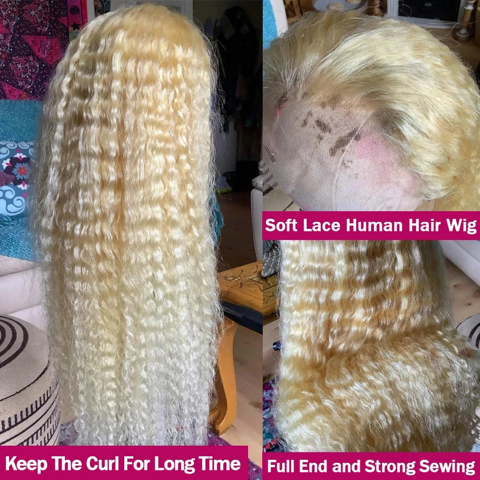 Affordable 40 Inch HD Lace Front Curly Human Hair Wigs