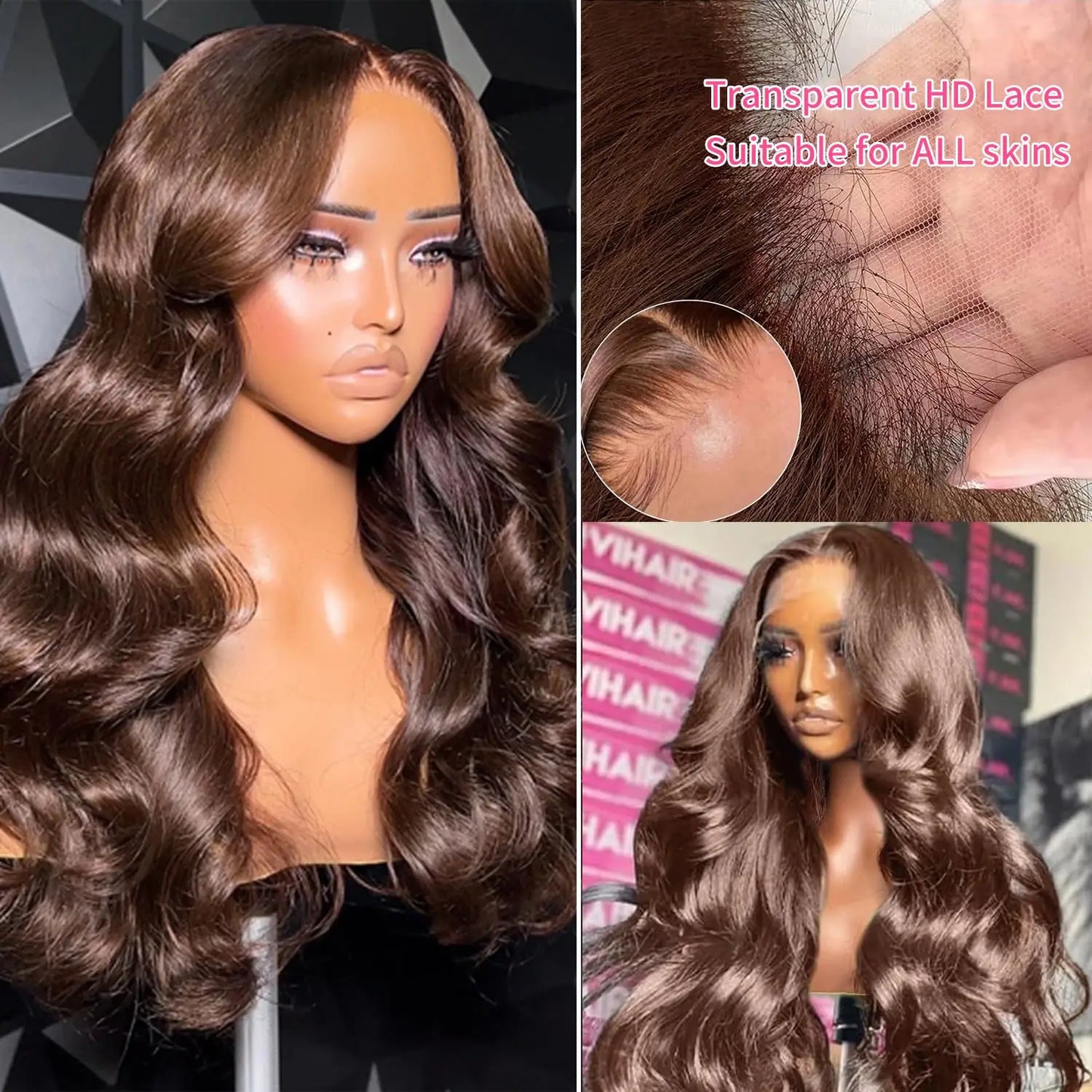 Chocolate Brown Body Wave Virgin Lace Front Wig | Human Hair