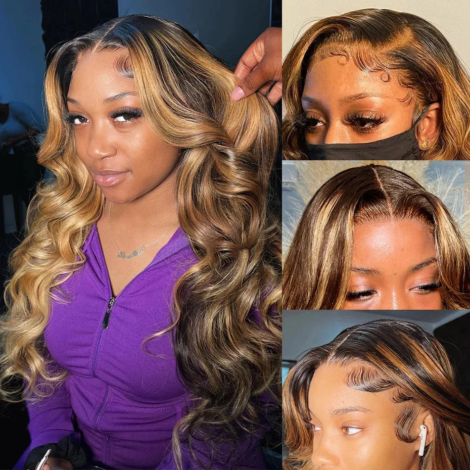 Ombre 13x4 HD Lace Front Wig – Honey Blonde Body Wave Human Hair