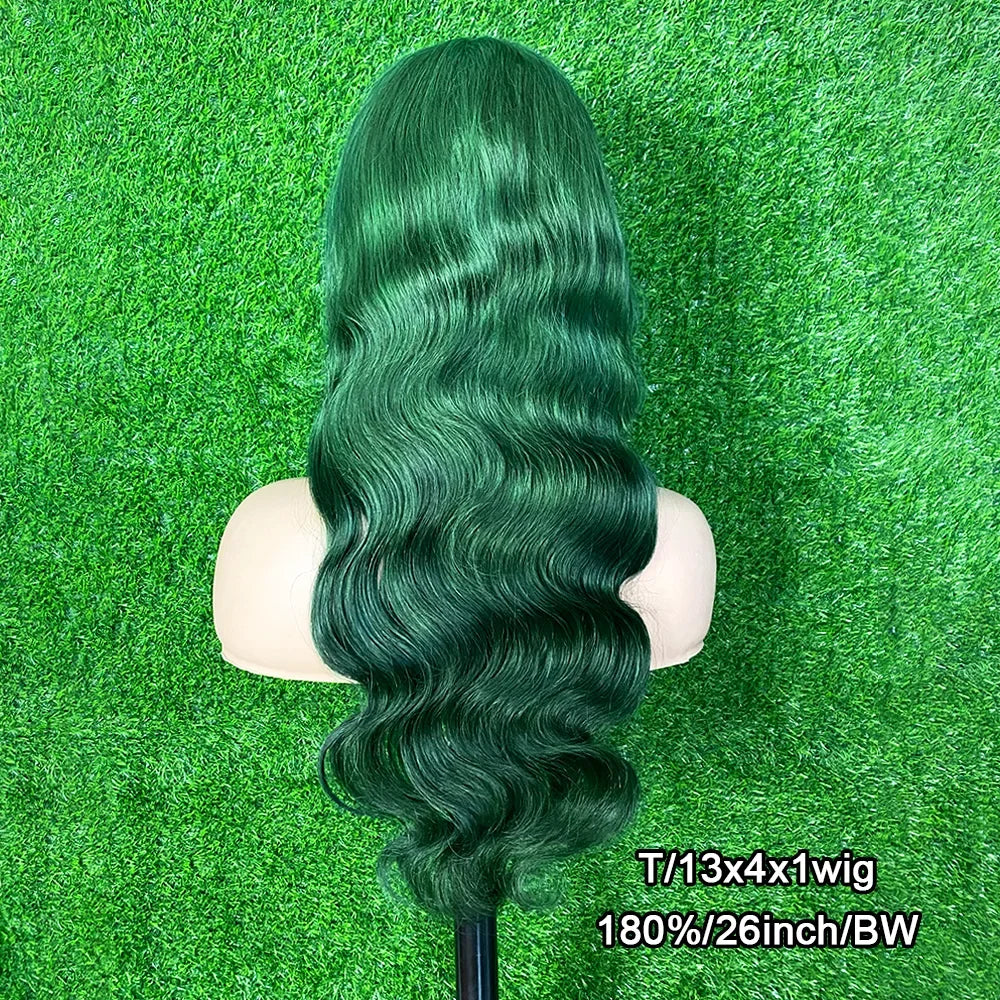 Green 13x6 HD Lace Front Body Wave Virgin Human Hair Wig - 250