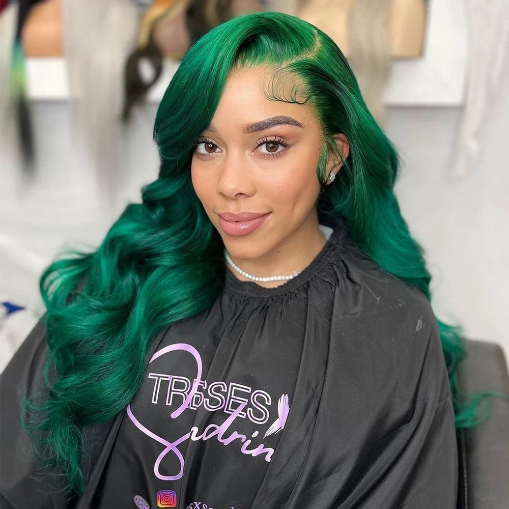 Green 13x6 HD Lace Front Body Wave Virgin Human Hair Wig - 250