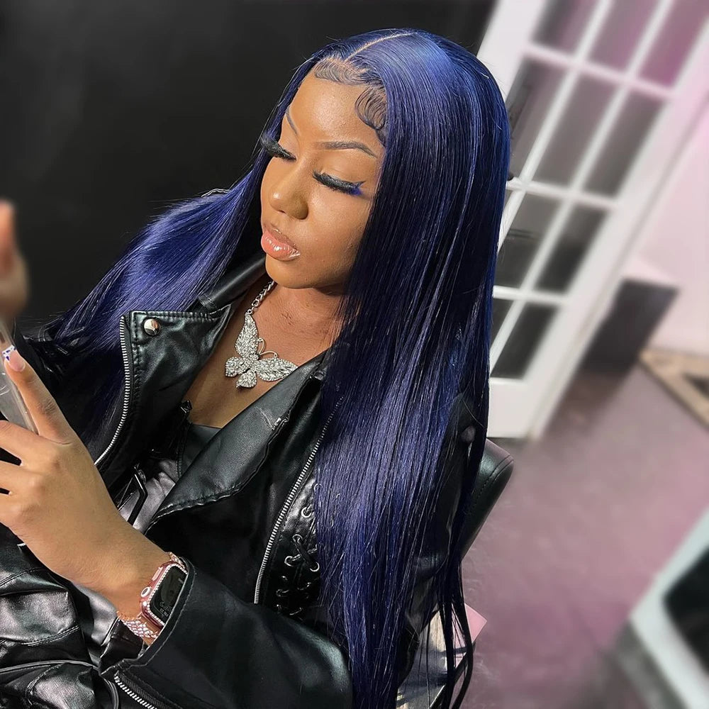 Midnight Blue T Part Lace Front Wigs | Affordable Human Hair