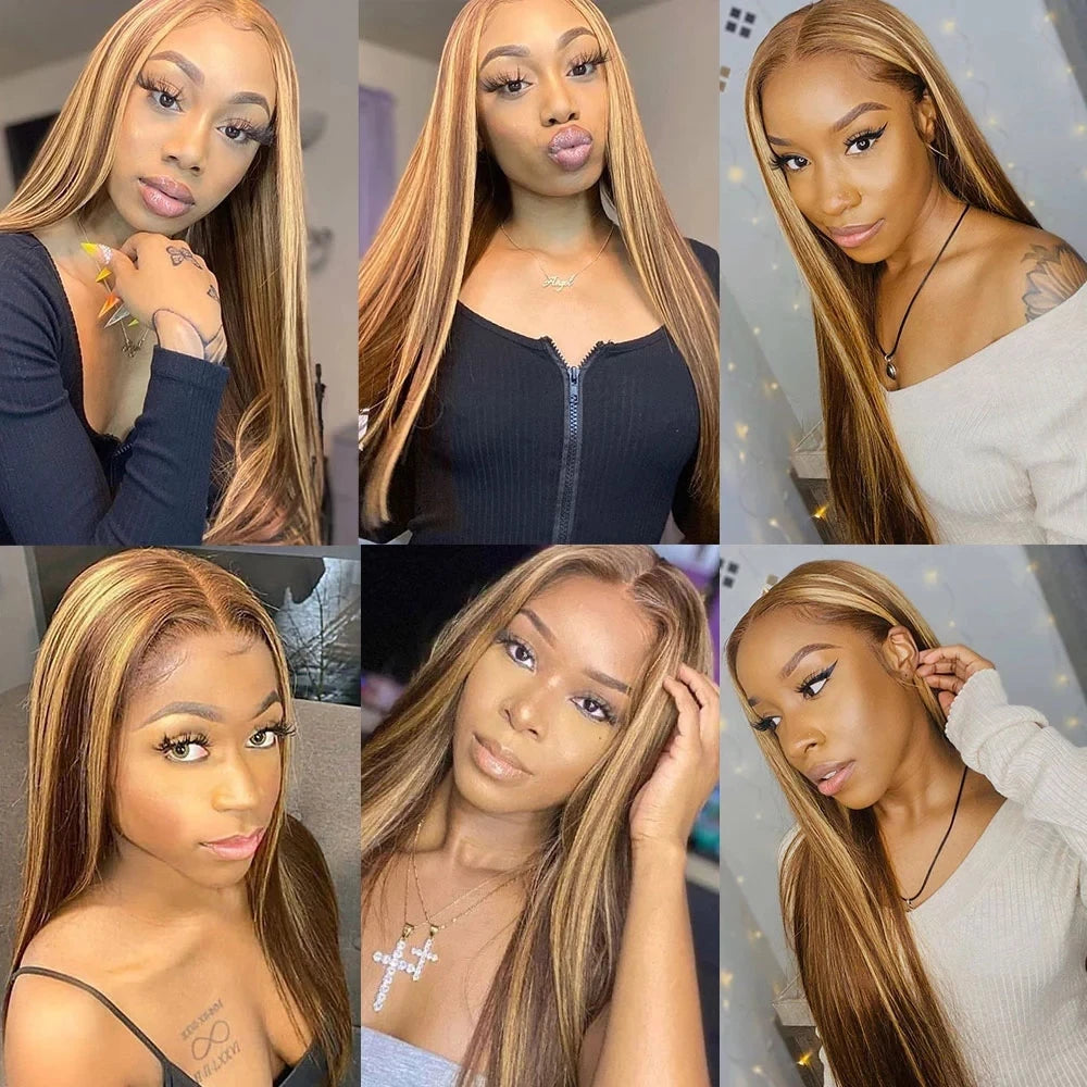 Luxurious Glueless 13x6 Brown Lace Front Human Hair Wig Sale