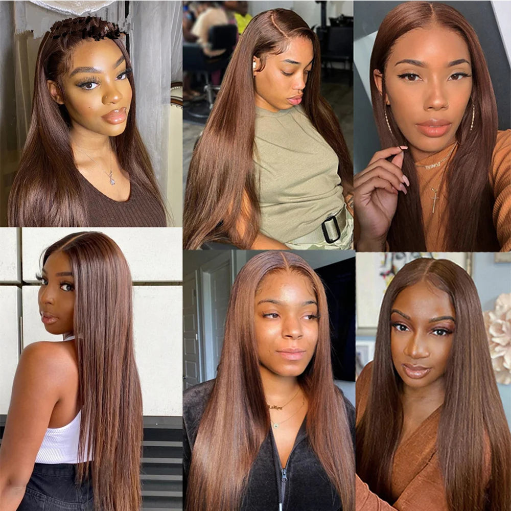 Chocolate Brown HD Lace Front Wig - Virgin Human Hair, Silky