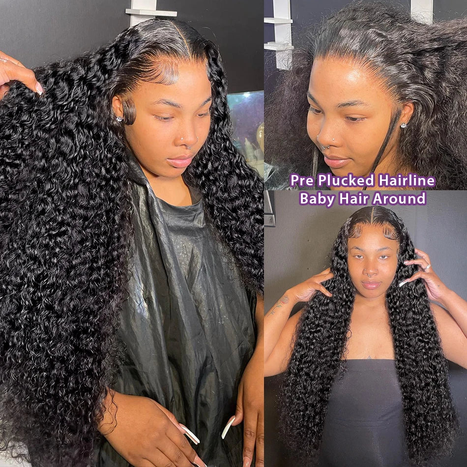 250 Density Deep Wave Remy Wig - 30” Natural 13x6 Lace Front