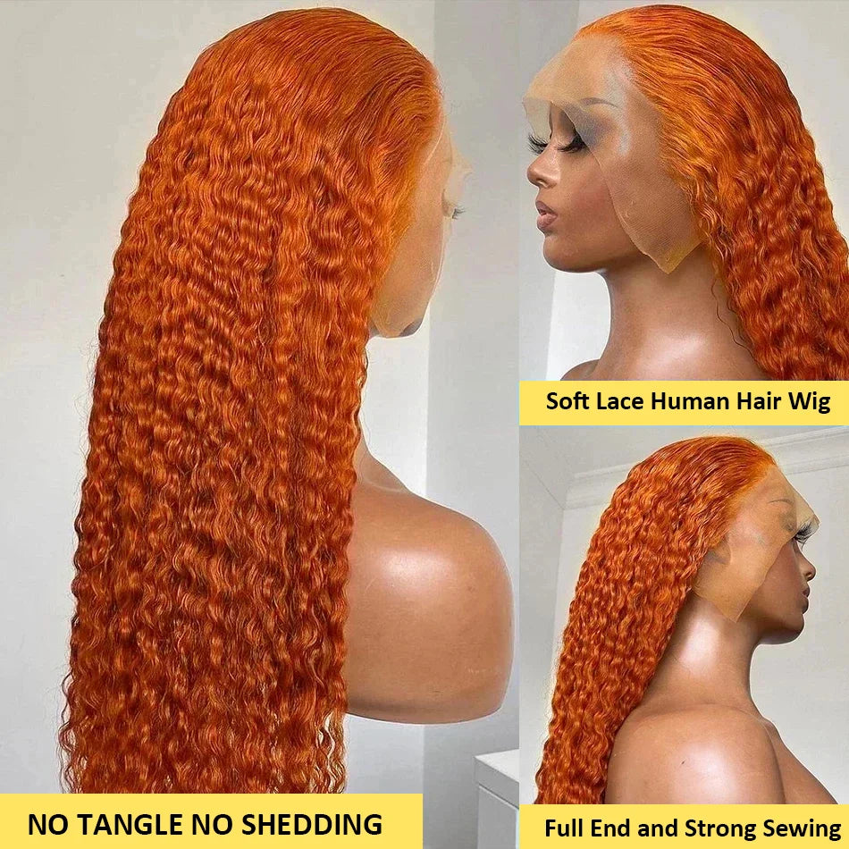 250 Density 30-40” Ginger Deep Wave Lace Front Wig | Self Love