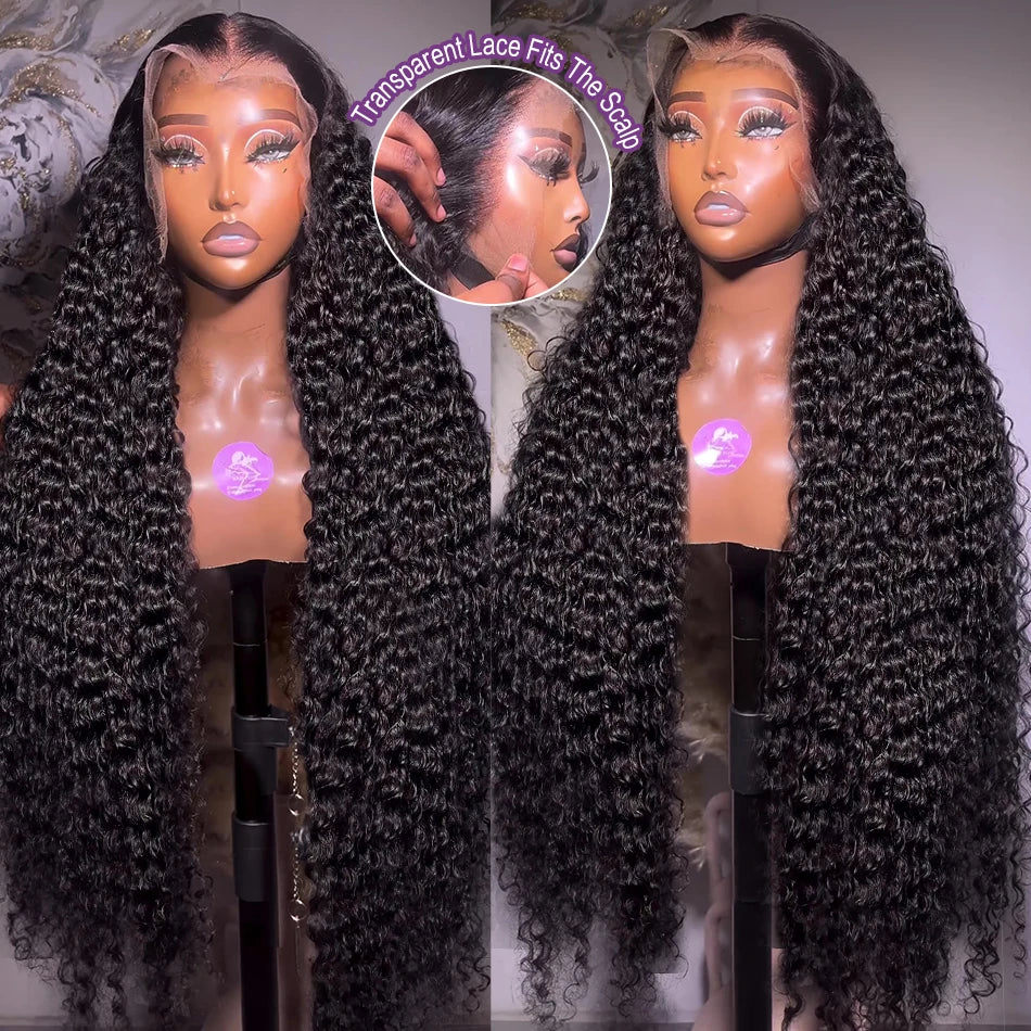 250 Density Deep Wave Remy Wig - 30” Natural 13x6 Lace Front