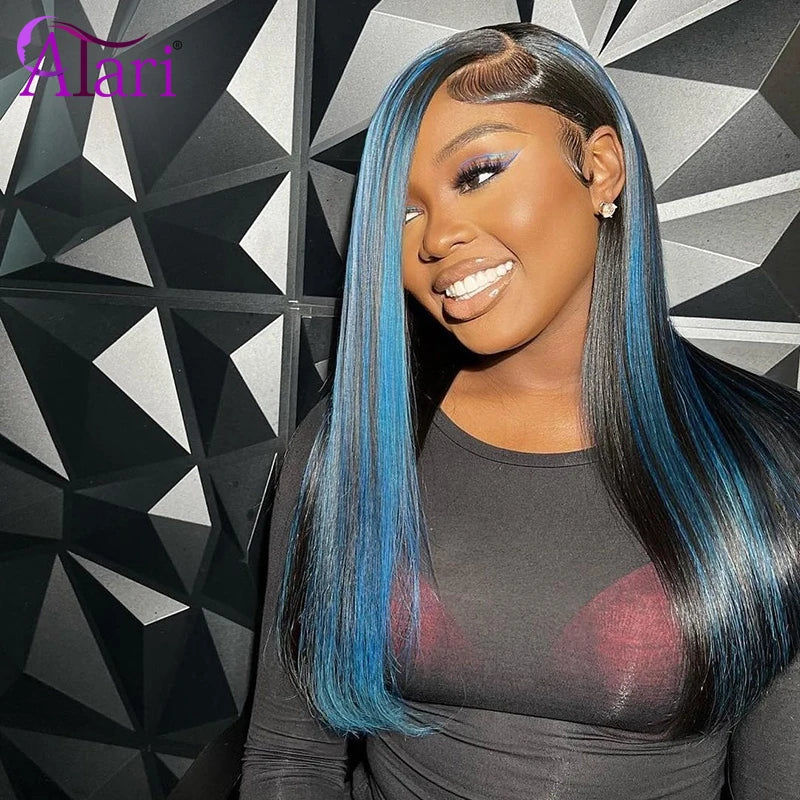 Blue Ombre Body Wave Lace Front Wig - Brazilian Human Hair