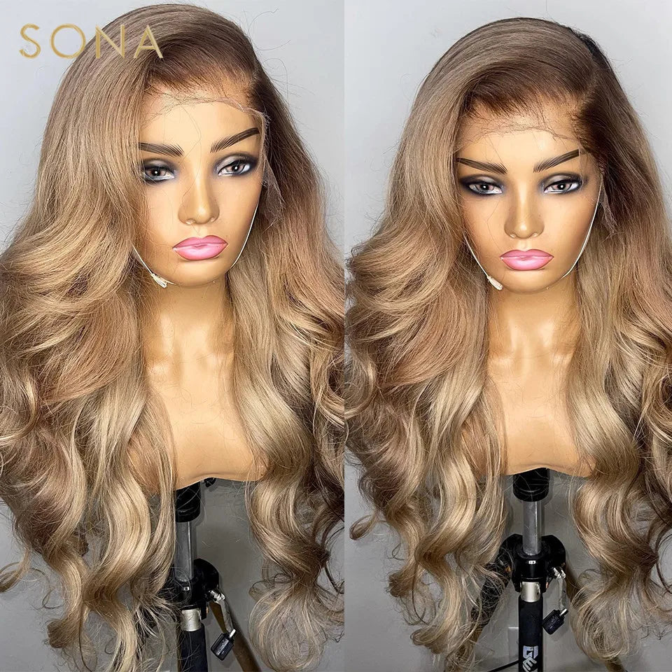 Ombre Honey Blonde 13x6 Lace Front Wig - HD, Virgin Human Hair