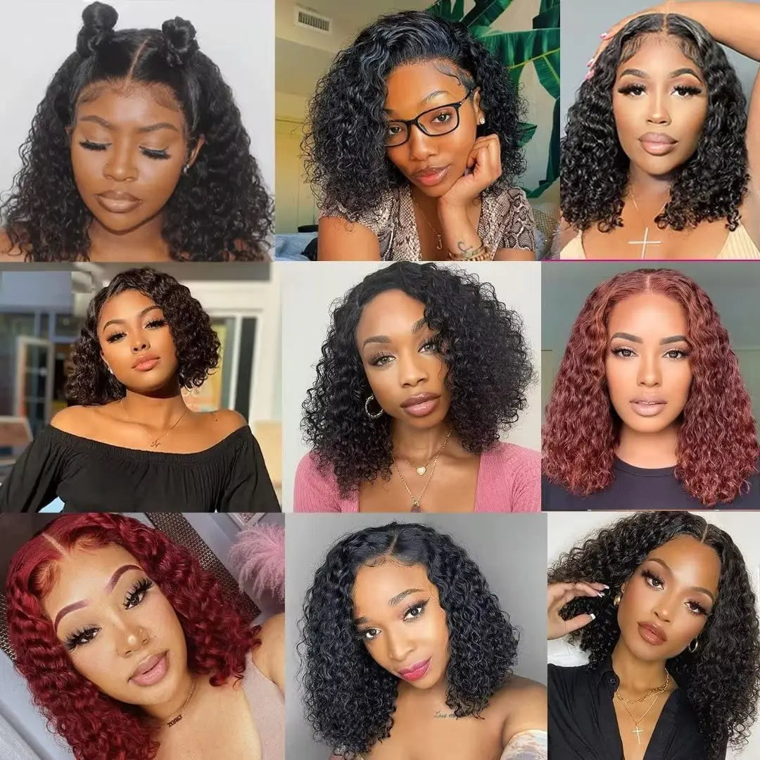 Natural Virgin Curly Bob Wig, 13x4 Lace Front, 150%+ Density