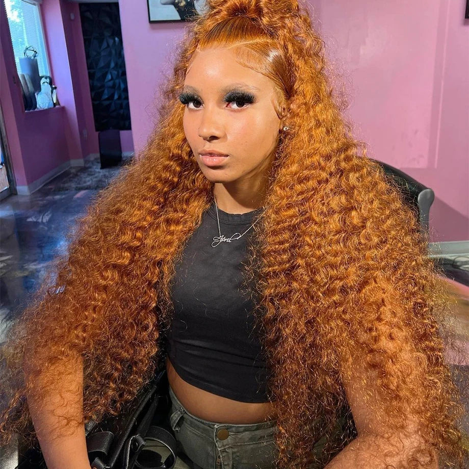 Shop Affordable Ginger Orange Curly Lace Front Wigs for Women