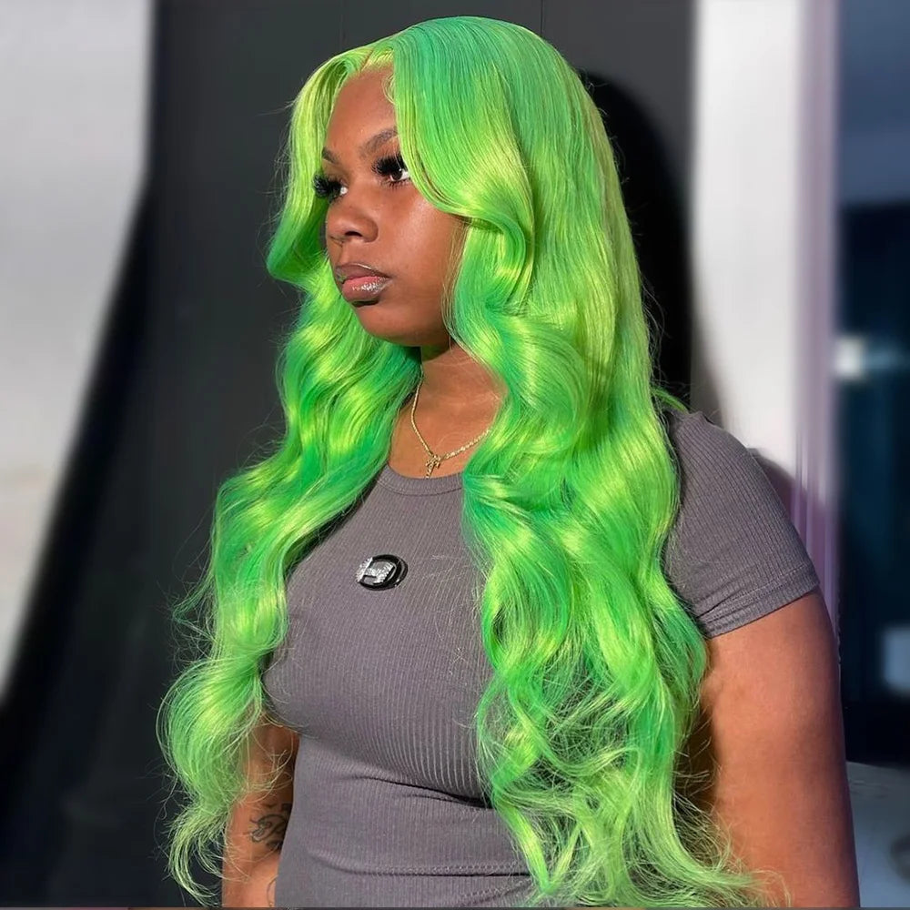 Green Virgin Remy Lace Front Human Hair Wigs - Silky & Durable