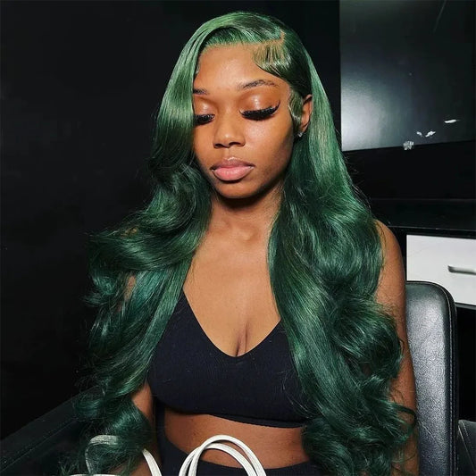 Dark Green Lace Front Wig | Brazilian Remy, 13x4 & 13x6, 250%