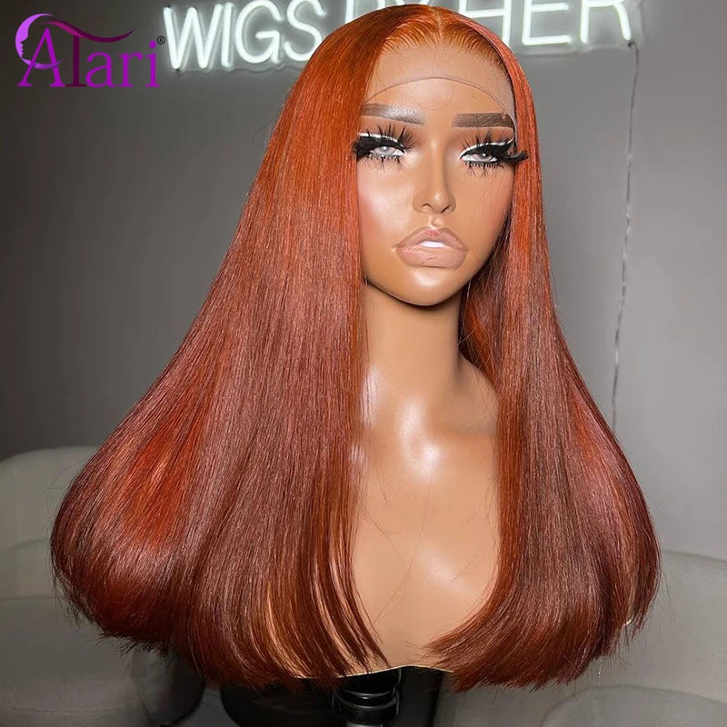 Natural Virgin Remy Lace Front Wig, Ginger Orange, Pre-Plucked