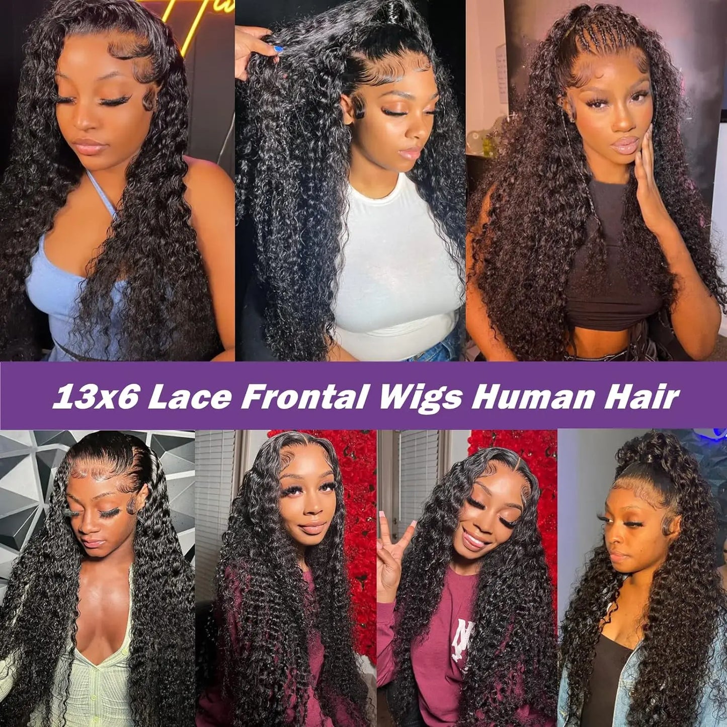 200 Density Curly Lace Front Human Hair Wigs for Women