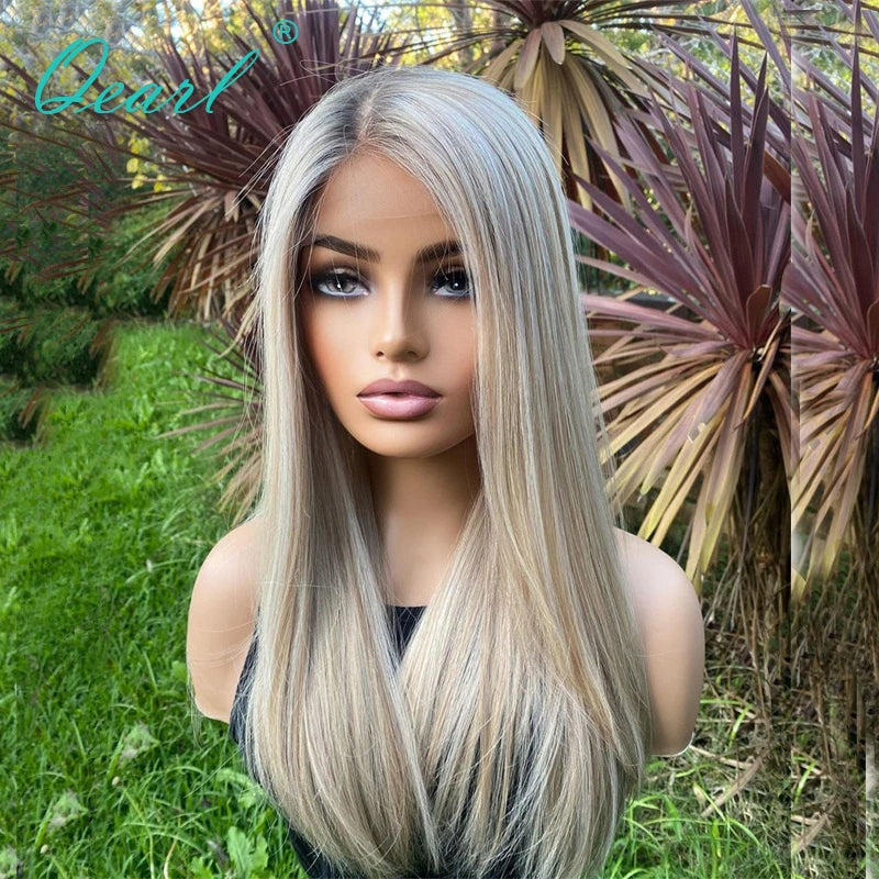 Golden Ash Blonde Full Lace Wig - Natural Virgin Human Hair, 13x4 & 13x6