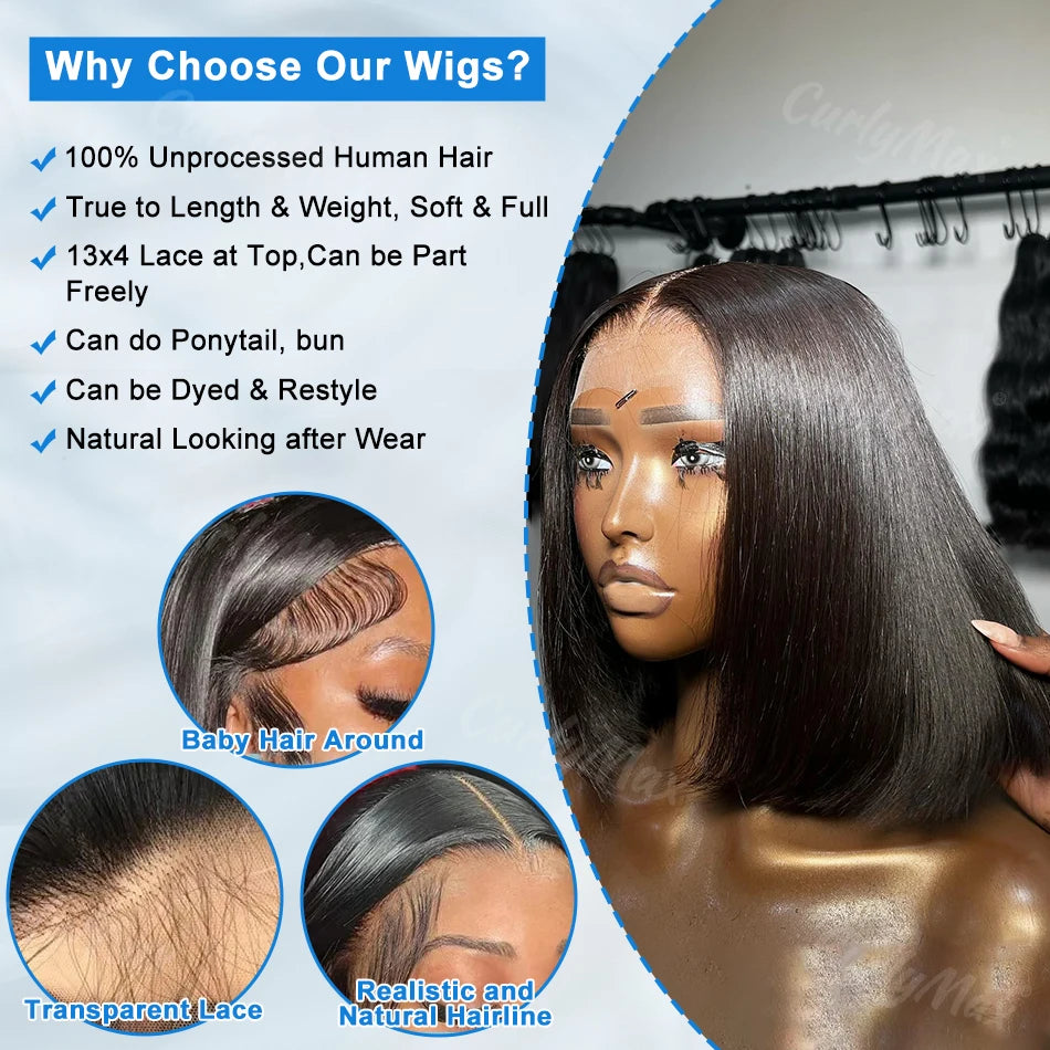 Brazilian Bone Straight Bob Wig | 13x4 Lace Frontal HD