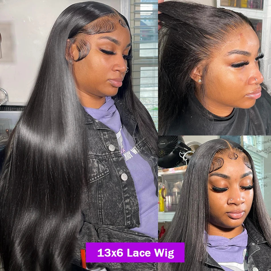 40" Bone Straight Human Hair Lace Front Wig - HD Transparent, Glueless