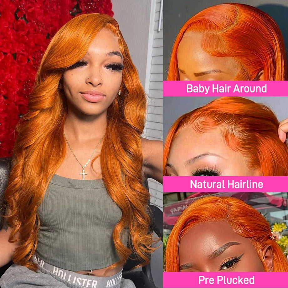 Natural Virgin Remy Ginger Lace Front Wig - Silky, Durable, Comfortable