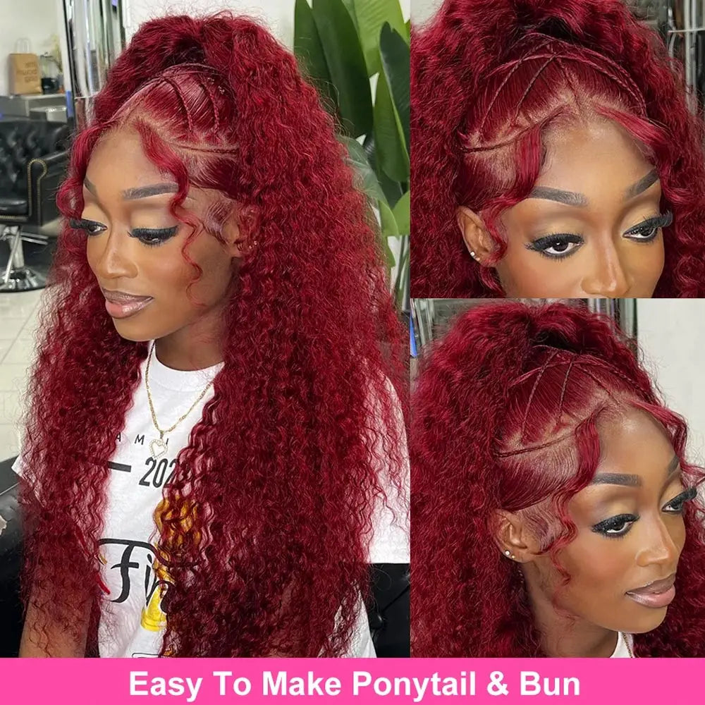 Shop Affordable Burgundy Deep Wave Lace Front Wigs for Women