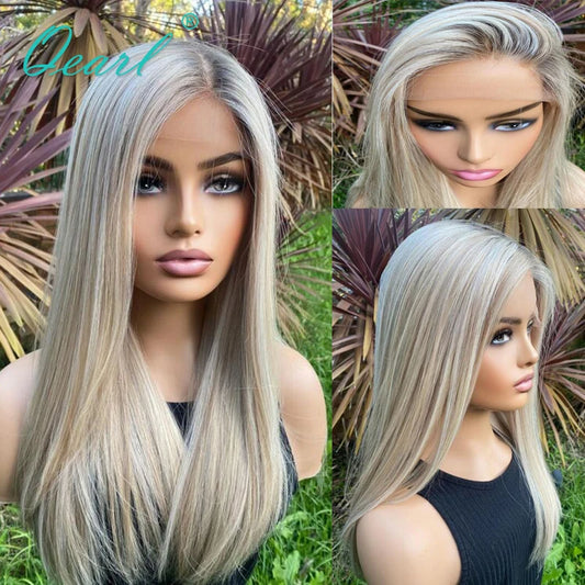 Golden Ash Blonde Full Lace Wig - Natural Virgin Human Hair, 13x4 & 13x6