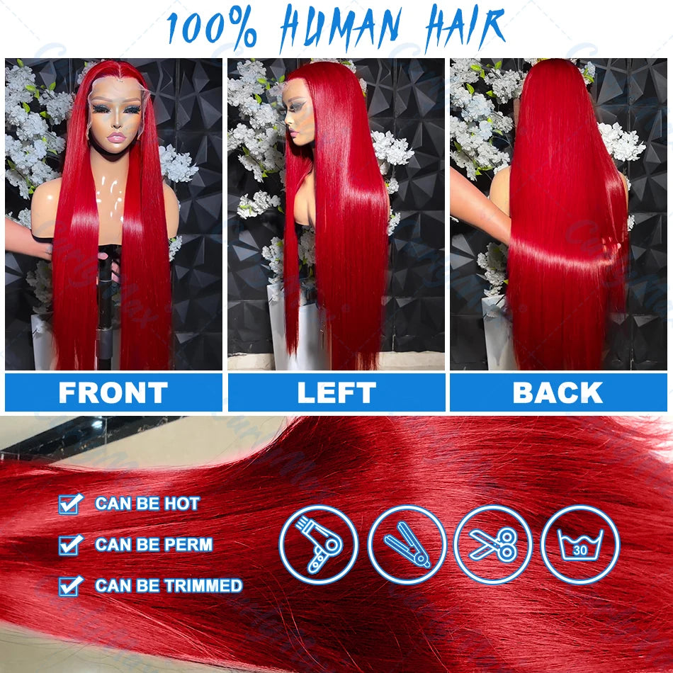 Hot Red 13x4 Lace Front Wig - Silky Virgin Human Hair