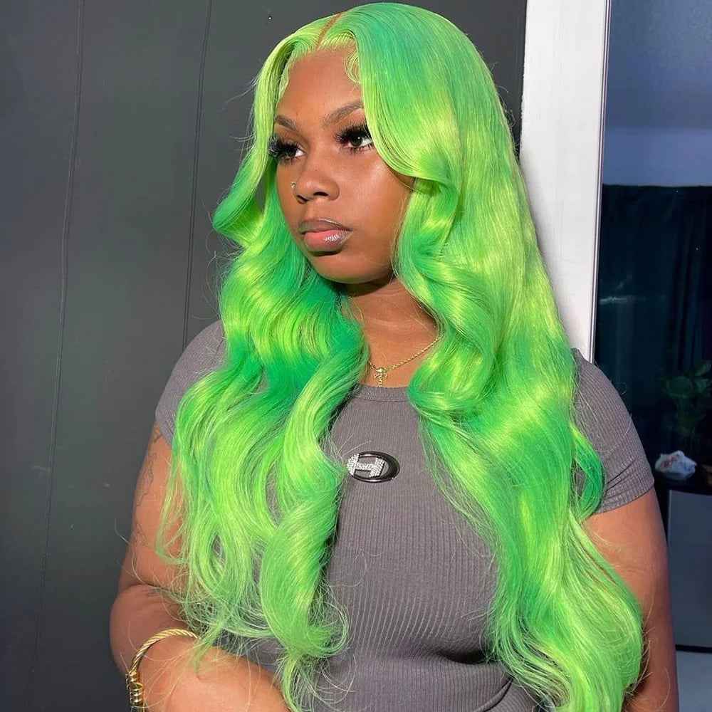 Green Virgin Remy Lace Front Human Hair Wigs - Silky & Durable