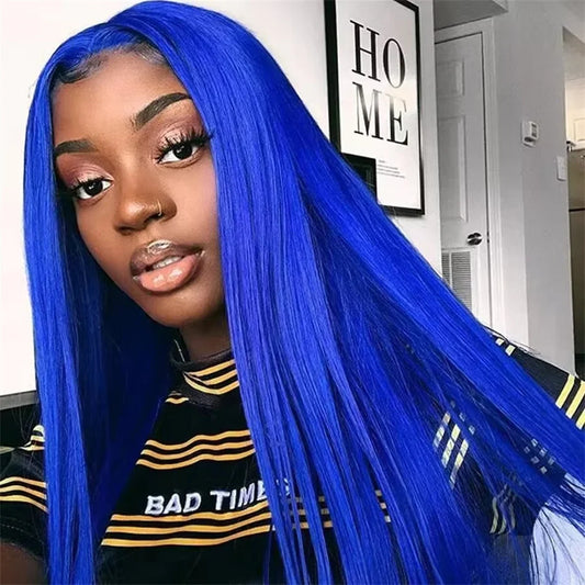 Natural Blue 13x4 Lace Front Virgin Human Hair Wig - 180% Density