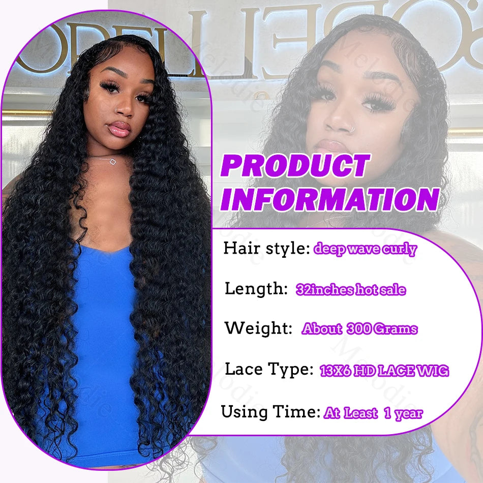 250 Density Curly Human Hair Lace Front Wig - 13x6 HD, Natural