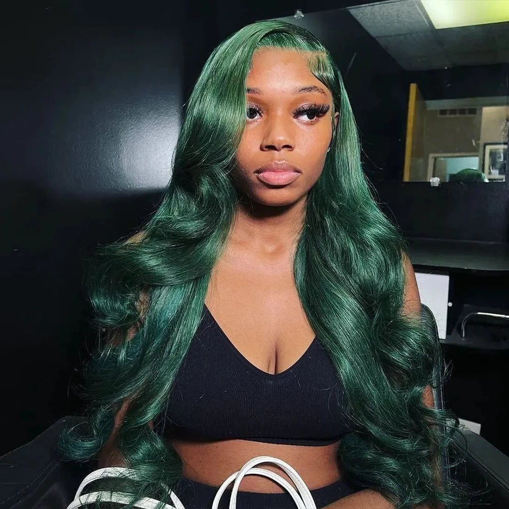 Dark Green Lace Front Wig | Brazilian Remy, 13x4 & 13x6, 250%