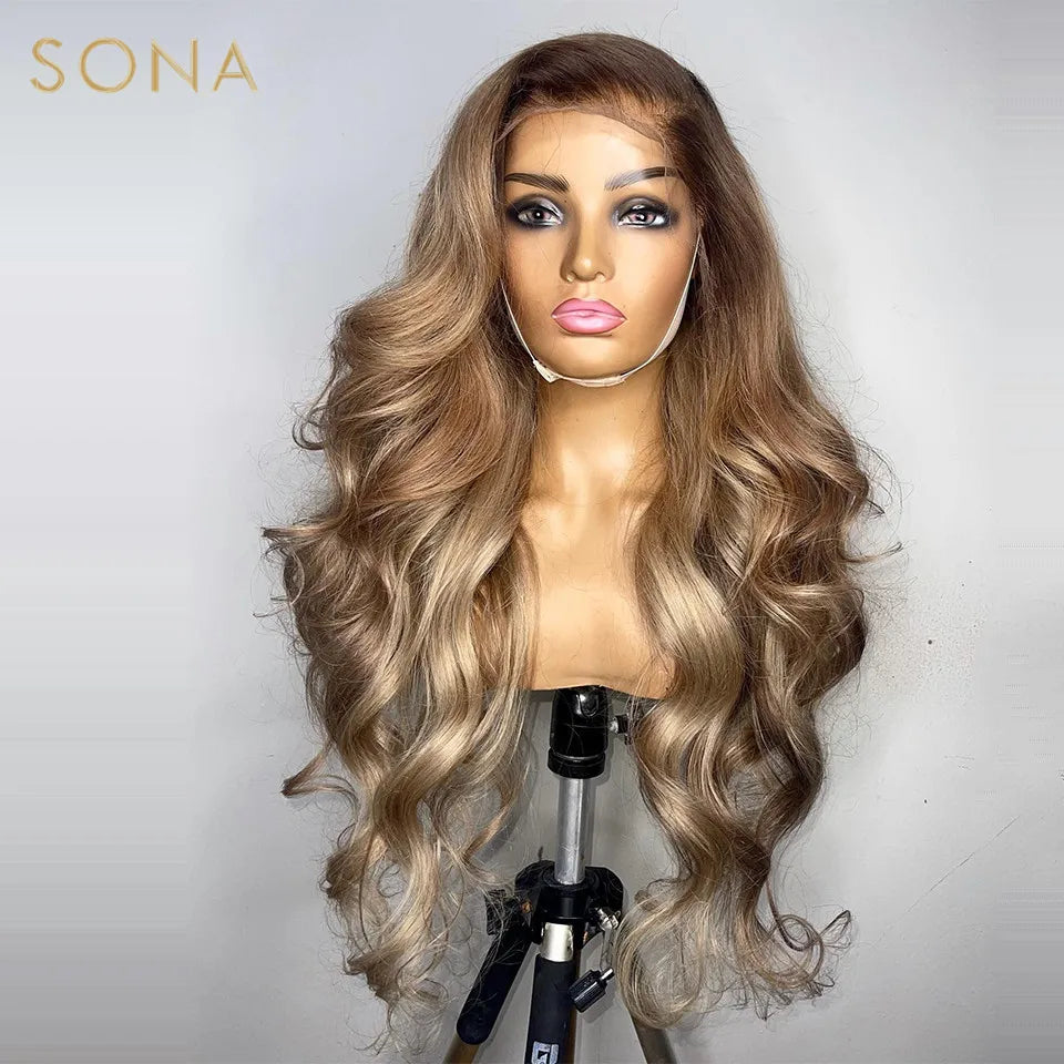 Ombre Honey Blonde 13x6 Lace Front Wig - HD, Virgin Human Hair