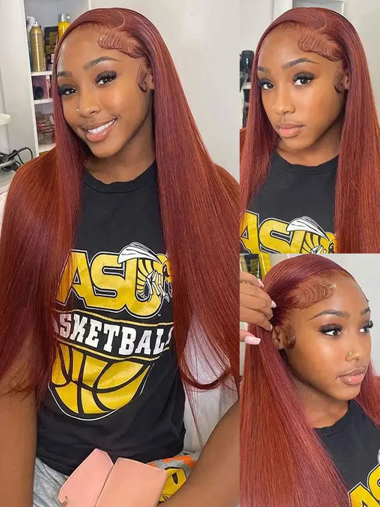 Self Love Product: 40-42" Reddish Brown Glueless Lace Front Wig