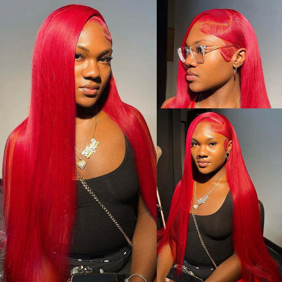 250 Density Hot Red Bone Straight Lace Front Wig | Self Love