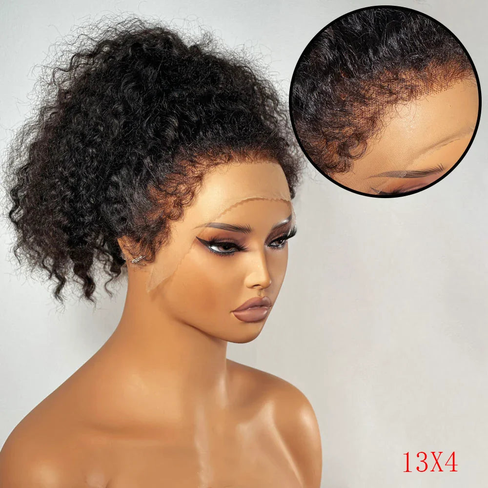 Luxurious Curly Edge Short Bob Lace Front Virgin Human Hair Wig