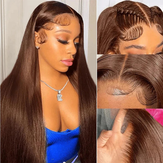 Chocolate Brown HD Lace Front Wig - Virgin Human Hair, Silky