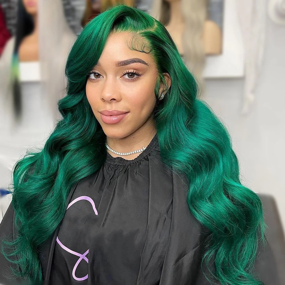 Green 13x6 HD Lace Front Body Wave Virgin Human Hair Wig - 250