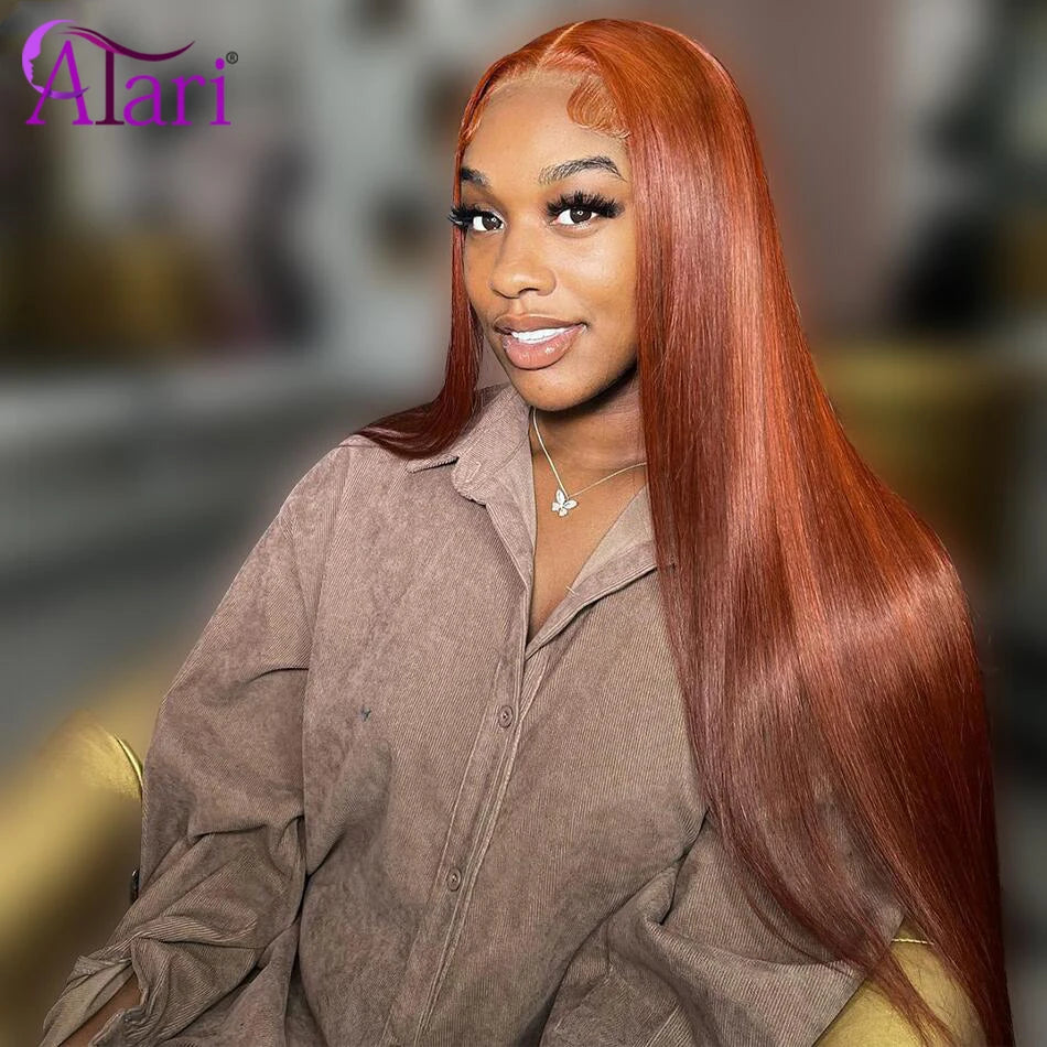 Natural Virgin Remy Lace Front Wig, Ginger Orange, Pre-Plucked