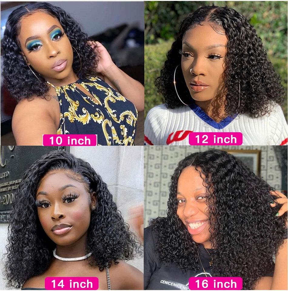 Natural Virgin Water Wave Bob Wig 13x4 Lace Front Human Hair