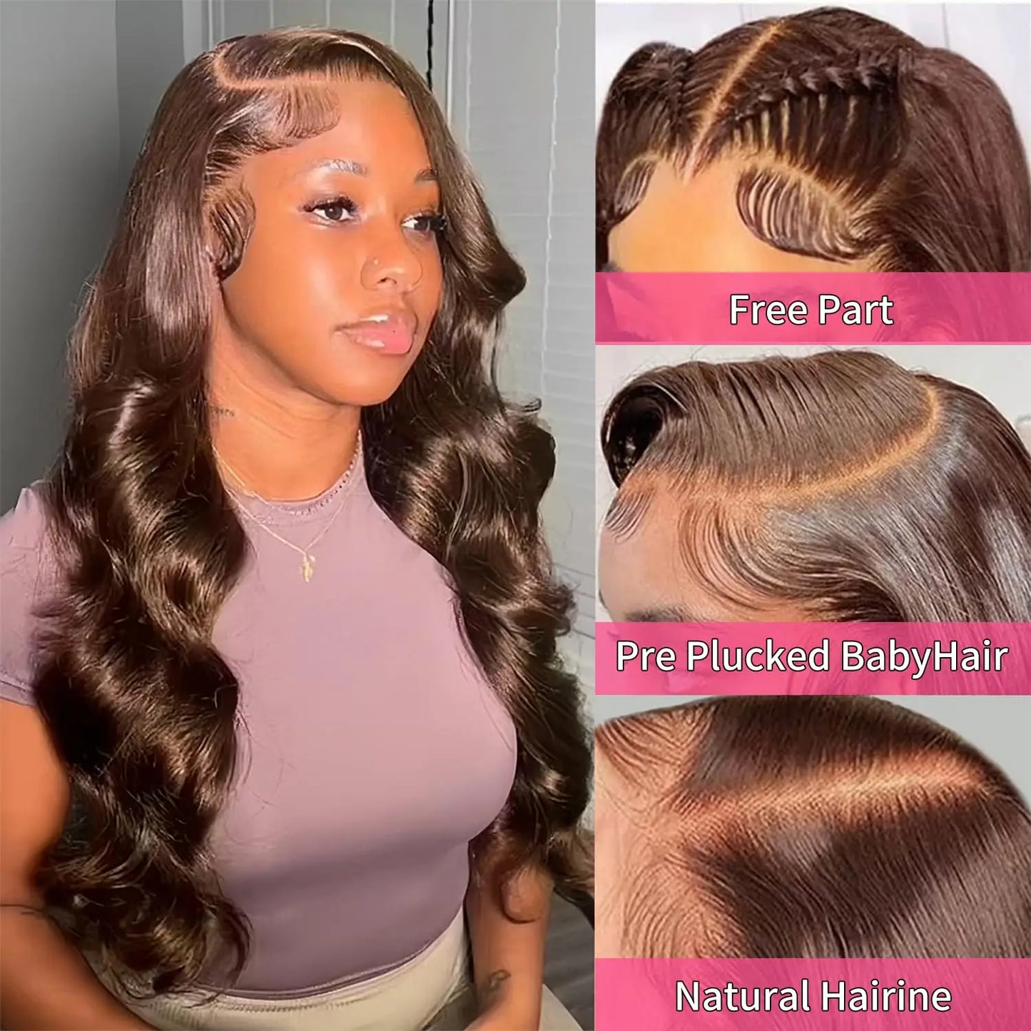 Chocolate Brown Body Wave Virgin Lace Front Wig | Human Hair