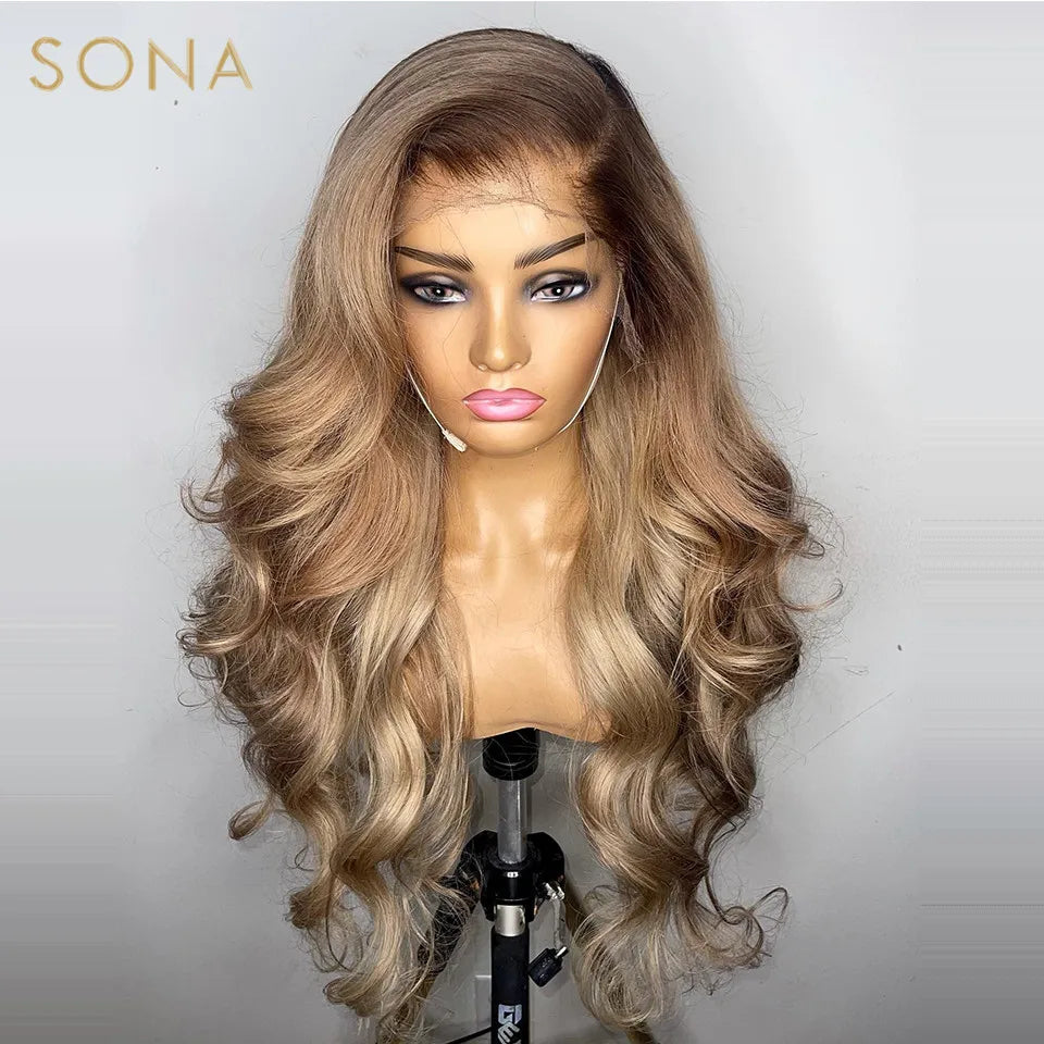 Ombre Honey Blonde 13x6 Lace Front Wig - HD, Virgin Human Hair