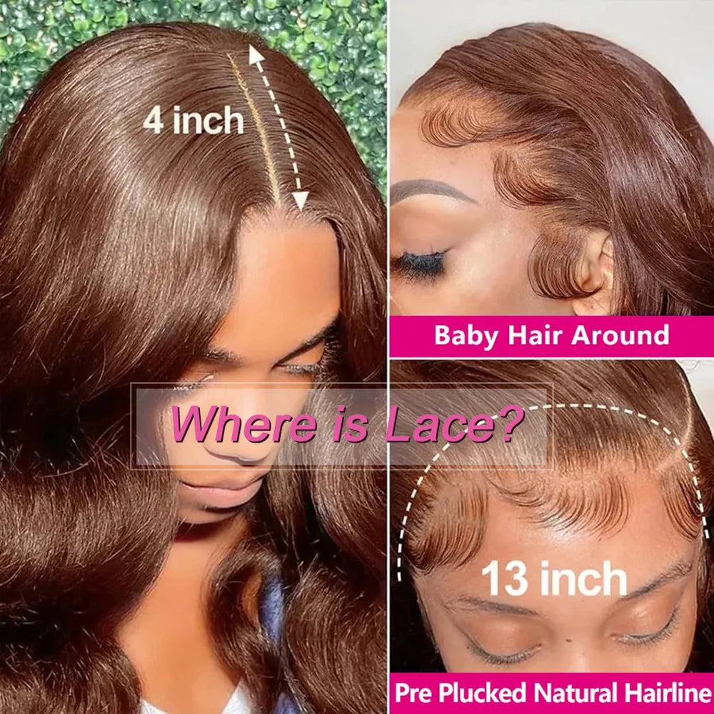 Natural Virgin Remy Lace Front Human Hair Wigs, 10-32 Inch