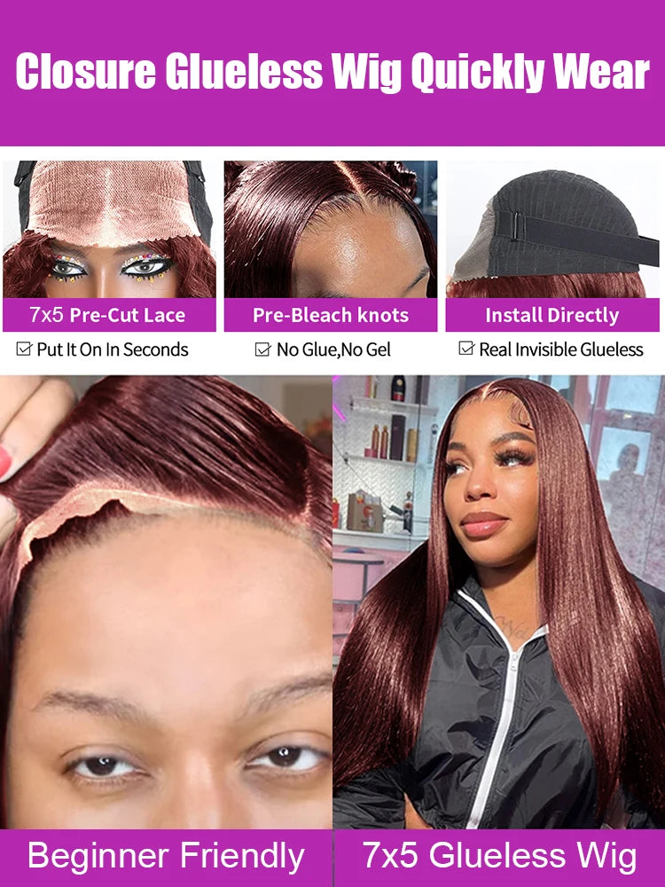 Self Love Product: 40-42" Reddish Brown Glueless Lace Front Wig