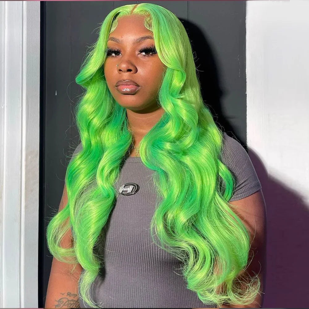 Green Virgin Remy Lace Front Human Hair Wigs - Silky & Durable