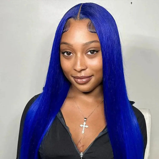 Luxurious Blue 13x4 HD Lace Front Wig - Silky Virgin Human Hair