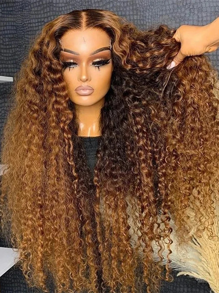 40 Inch Highlight Ombre Deep Wave Human Hair Lace Front Wig