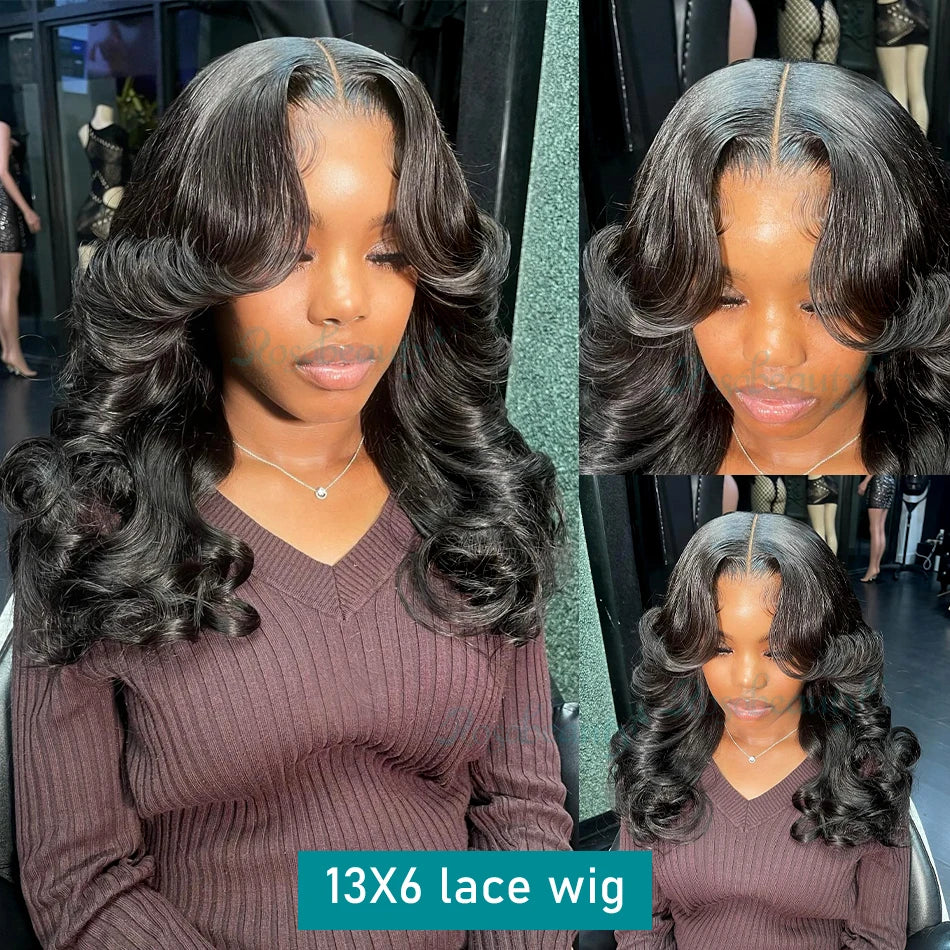 Natural Black Body Wave Short Bob Wig | 8-16” Glueless Lace