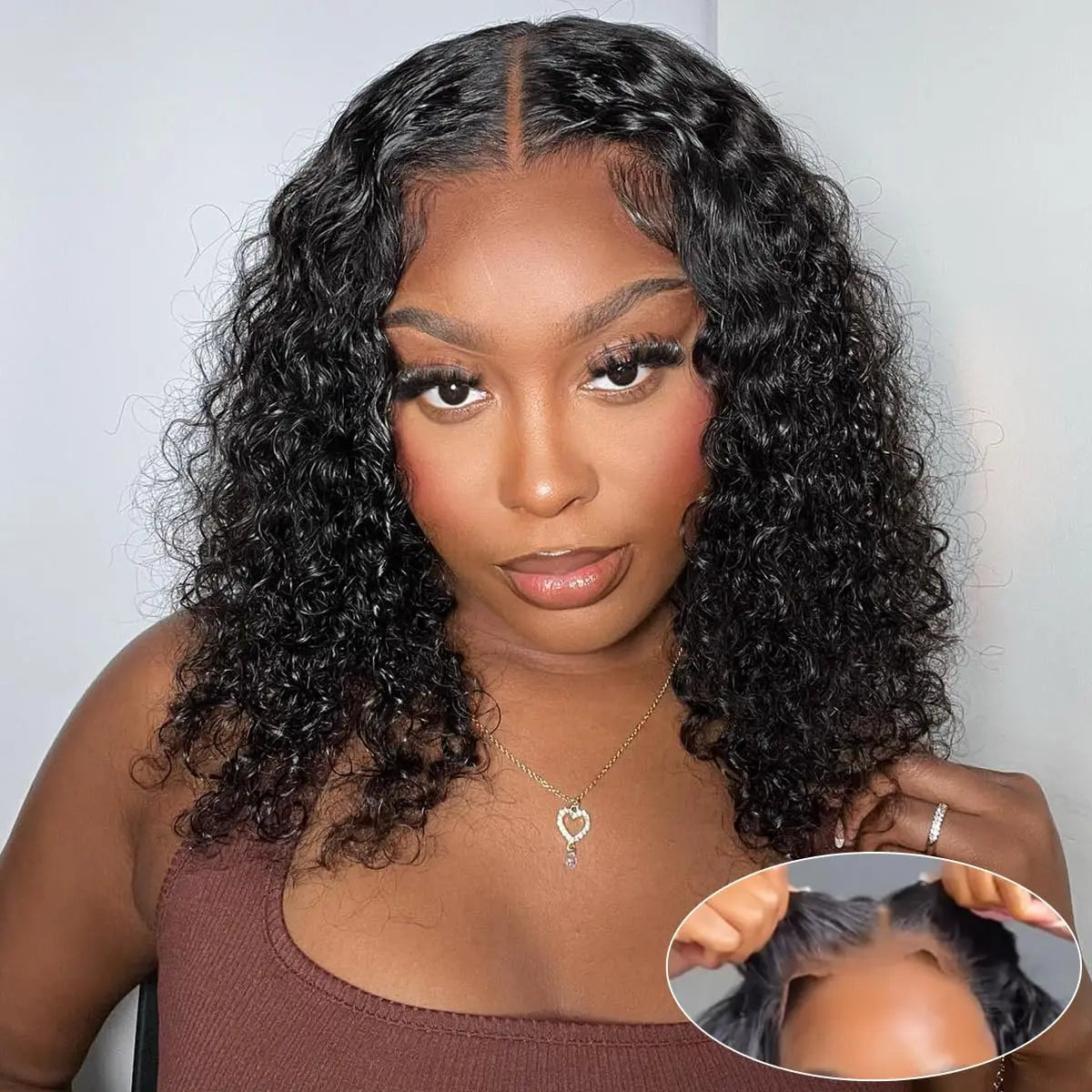 Natural Virgin Curly Bob Wig, 13x4 Lace Front, 150%+ Density