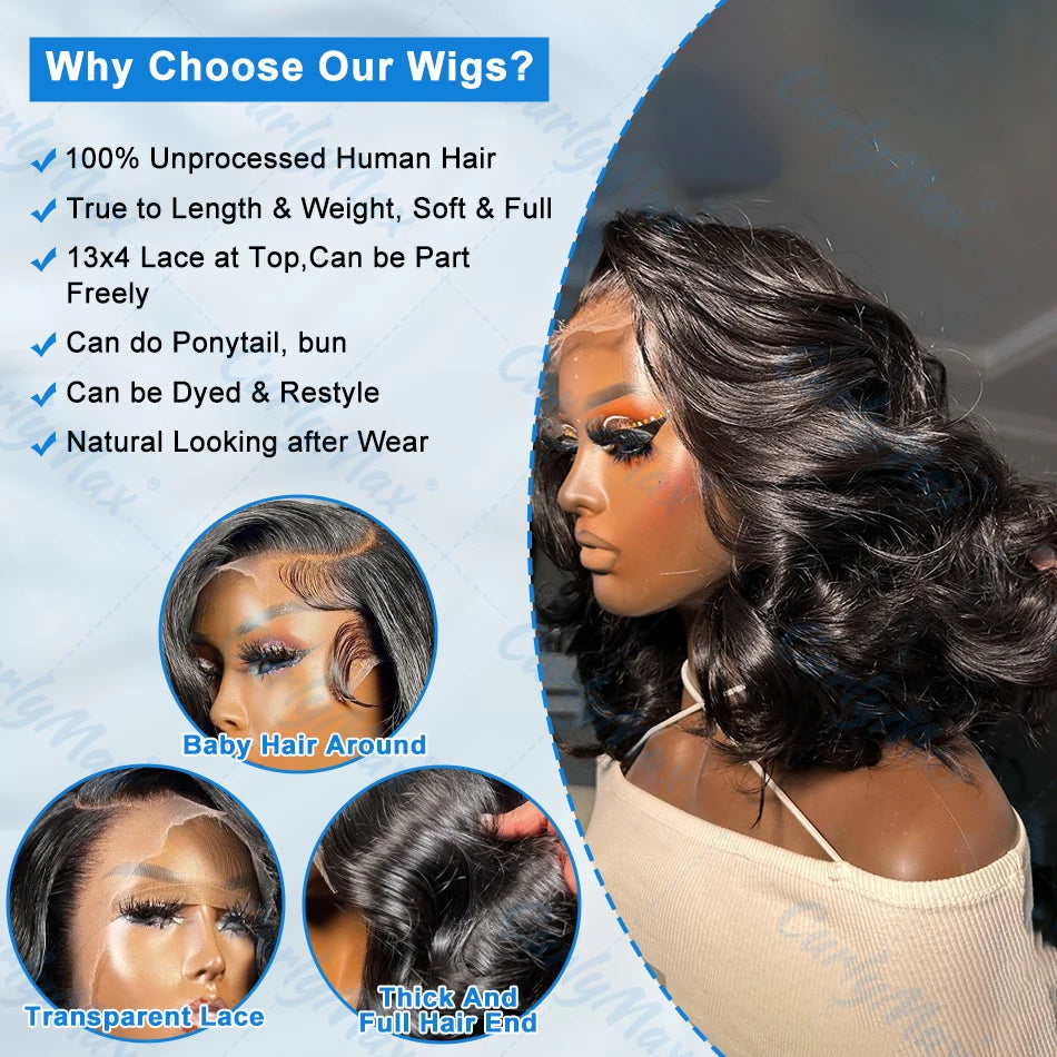 BRAZILIAN Short Bob Body Wave Wig | Lace Front