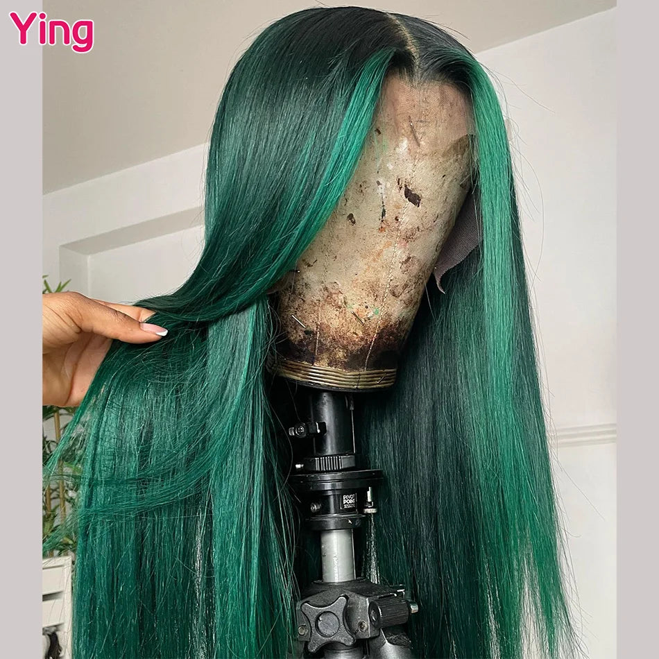 Emerald Green Virgin Lace Front Wig - 200% Density, Silky & Durable